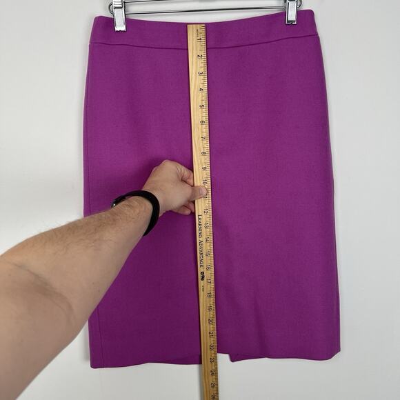 STAINS J. Crew Women’s Size 4 Fuchsia No. 2 Pencil Skirt 100% Wool Career Office - Picture 9 of 12